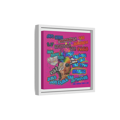 drop the beat - framed canvas art (pink)