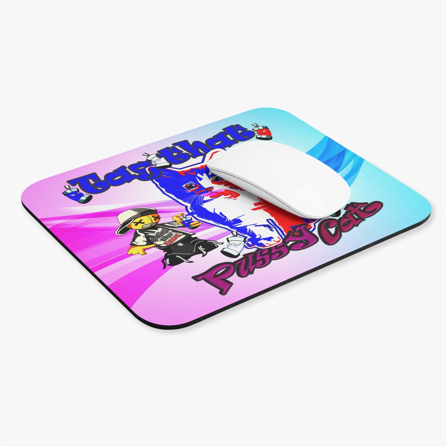 tag that - Mouse Pad (Rectangle) (light blue-pink wave)