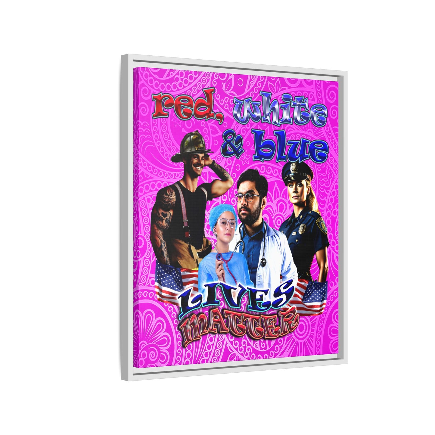 rw&b lives matter - framed canvas art (pink swirl)