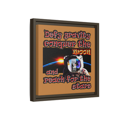 defy conquer reach - framed canvas art (light brown)