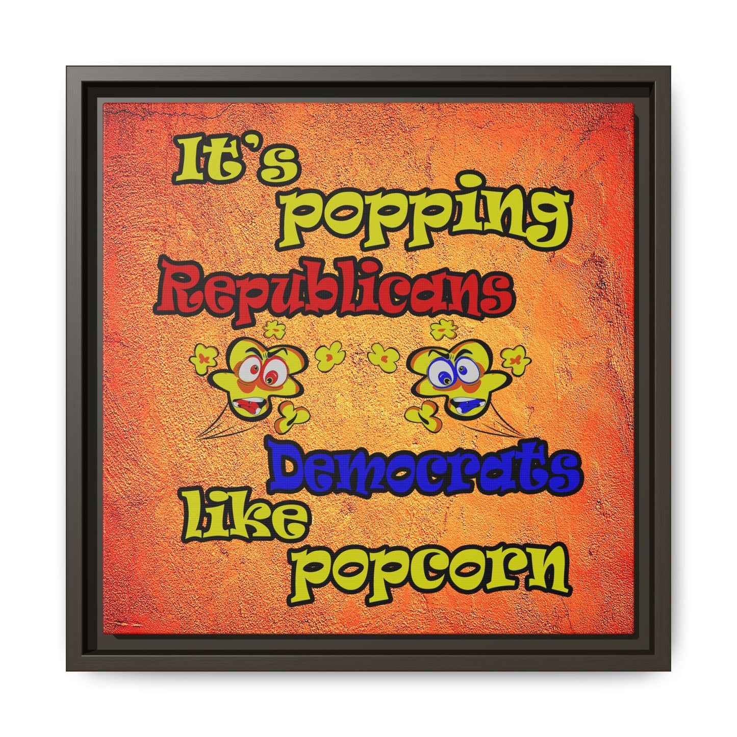 popping like popcorn - framed canvas art (burnt orange)