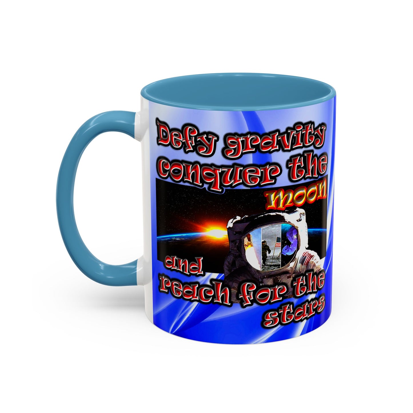 defy conquer reach - Accent Mug (blue-white wave)