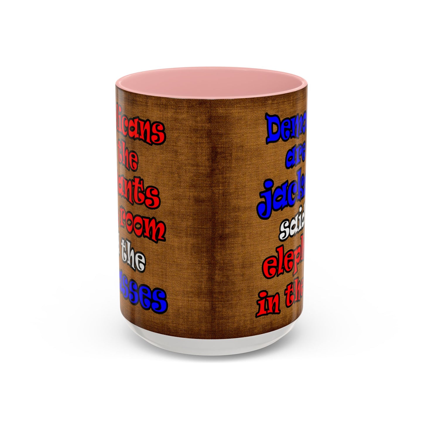 donkeys and elephants - Accent Mug (brown papyrus)