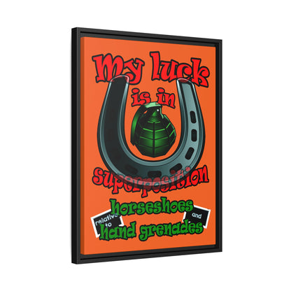 my luck - framed canvas art (orange)