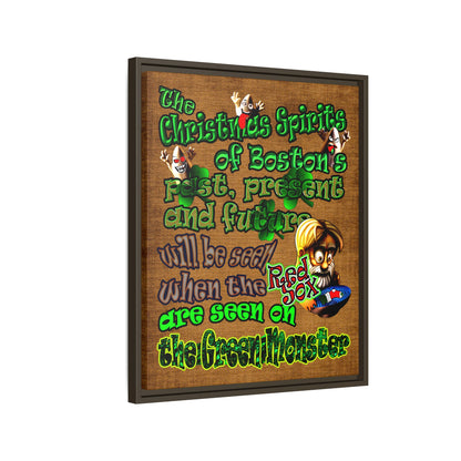 christmas spirits of boston - framed canvas art (brown papyrus)
