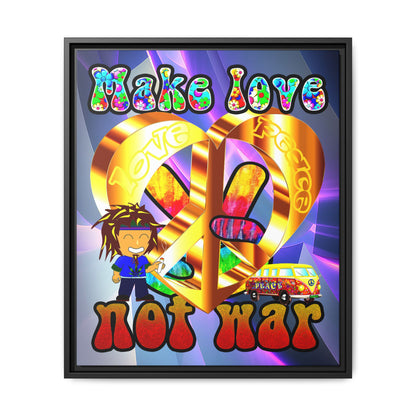 love peace - framed canvas art (grey-pink wave)