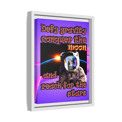 defy conquer reach - framed canvas art (purple-pink wave)