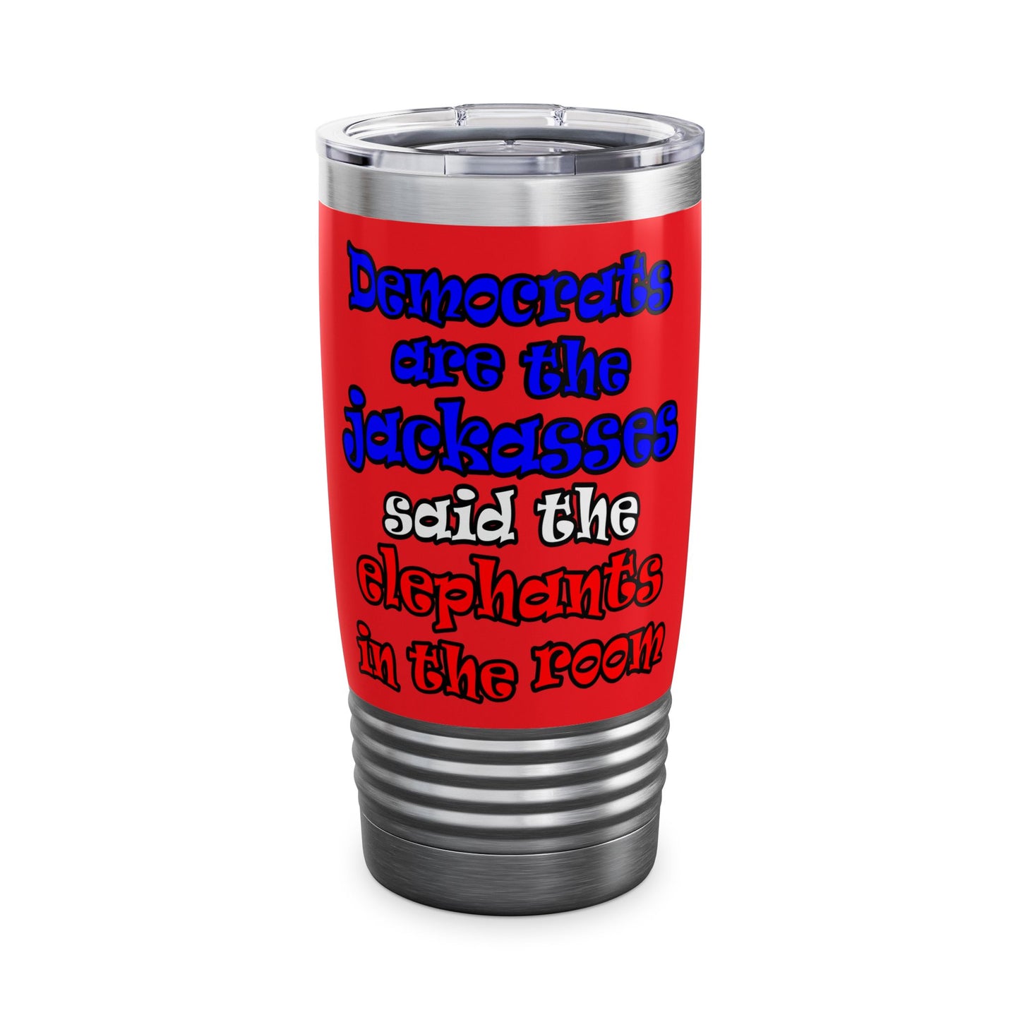 donkeys and elephants - Ringneck Tumbler, 20oz (red)