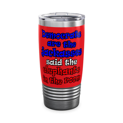 donkeys and elephants - Ringneck Tumbler, 20oz (red)