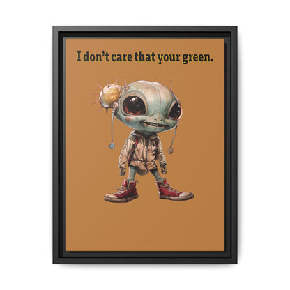 I don't care that your green - framed canvas art (light brown)