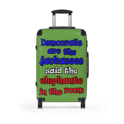 donkeys and elephants - Suitcase (green)