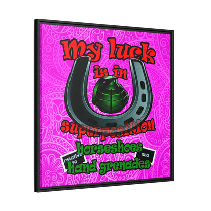my luck - framed canvas art (pink swirl)