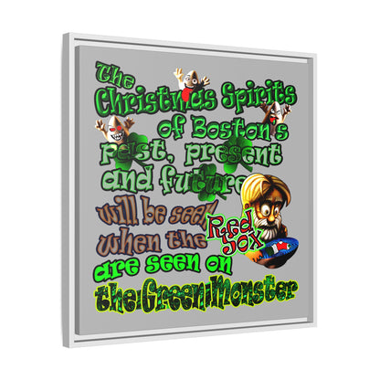 christmas spirits of boston - framed canvas art (light grey)