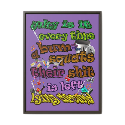 the bum's shit - framed canvas art (light purple)