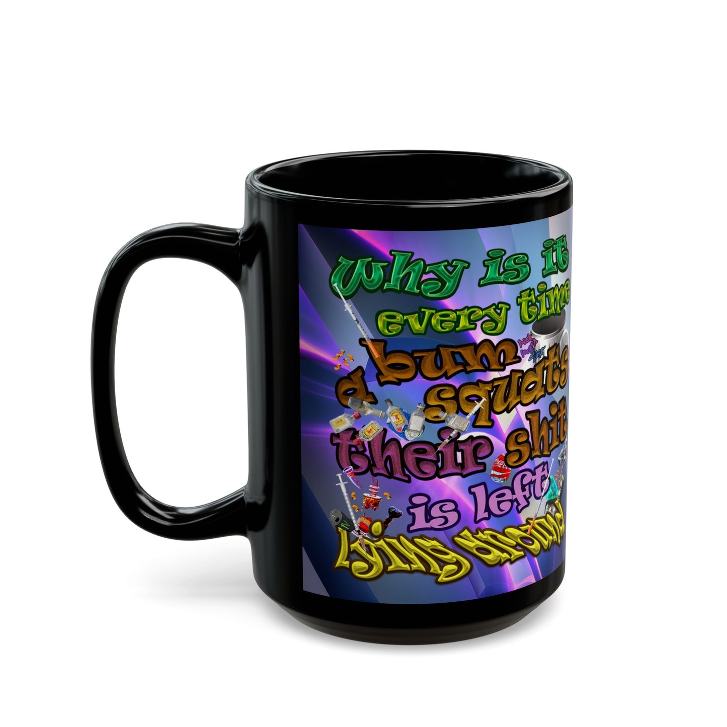 the bum's shit - Black Mug (grey-pink wave)