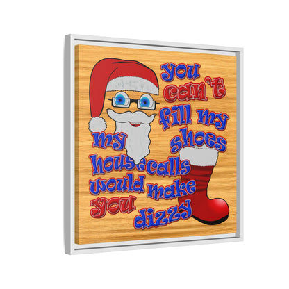 santa's shoes - framed canvas art (butterscotch wood finish)