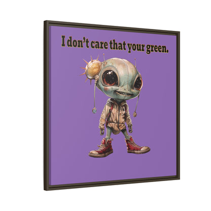 I don't care that your green - framed canvas art (light purple)