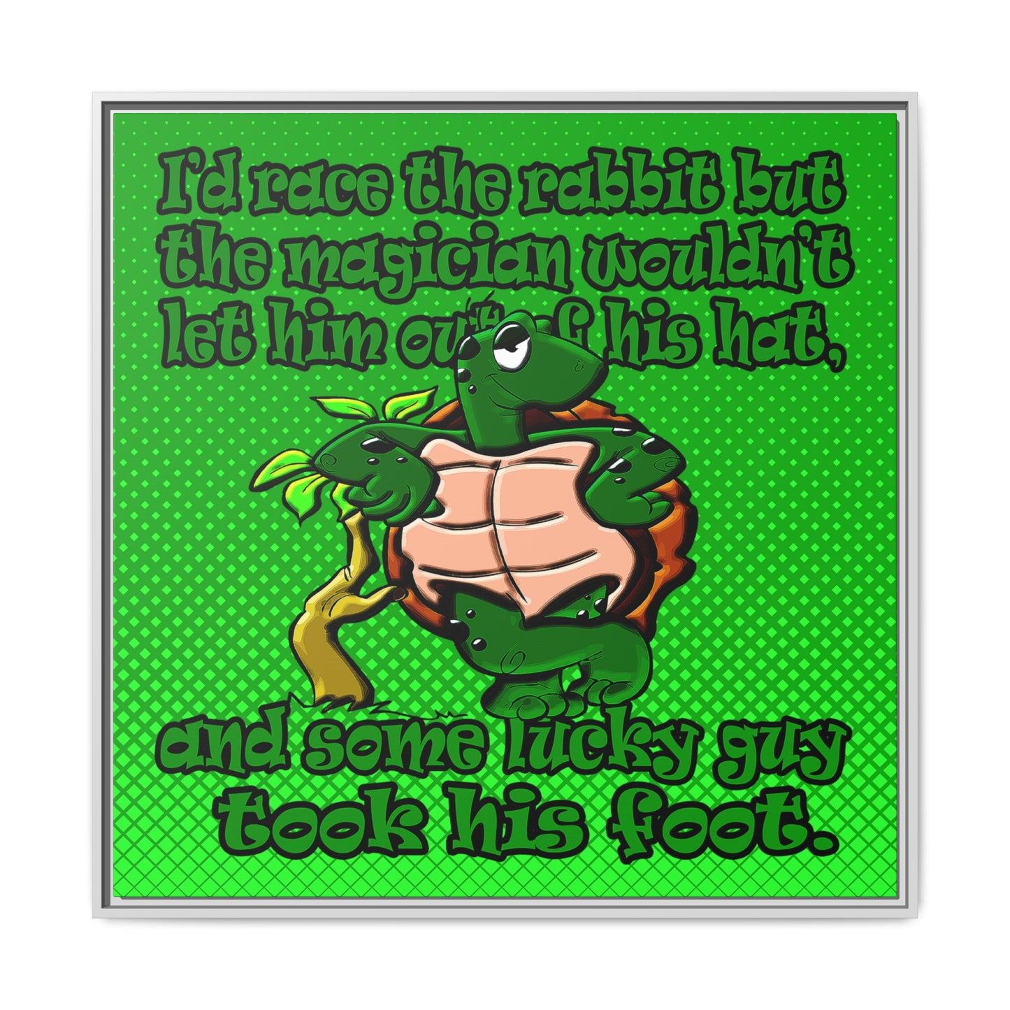 turtle race - framed canvas art (logo green)
