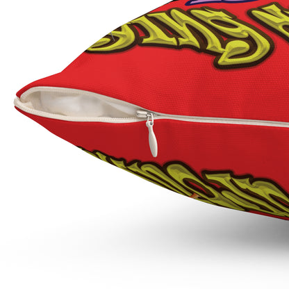 the bum's shit - Spun Polyester Square Pillow - (red)