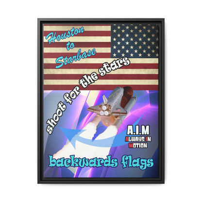 shoot for the stars - framed canvas art (grey-pink wave)