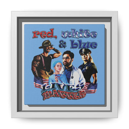 rw&b lives matter - framed canvas art (light blue)