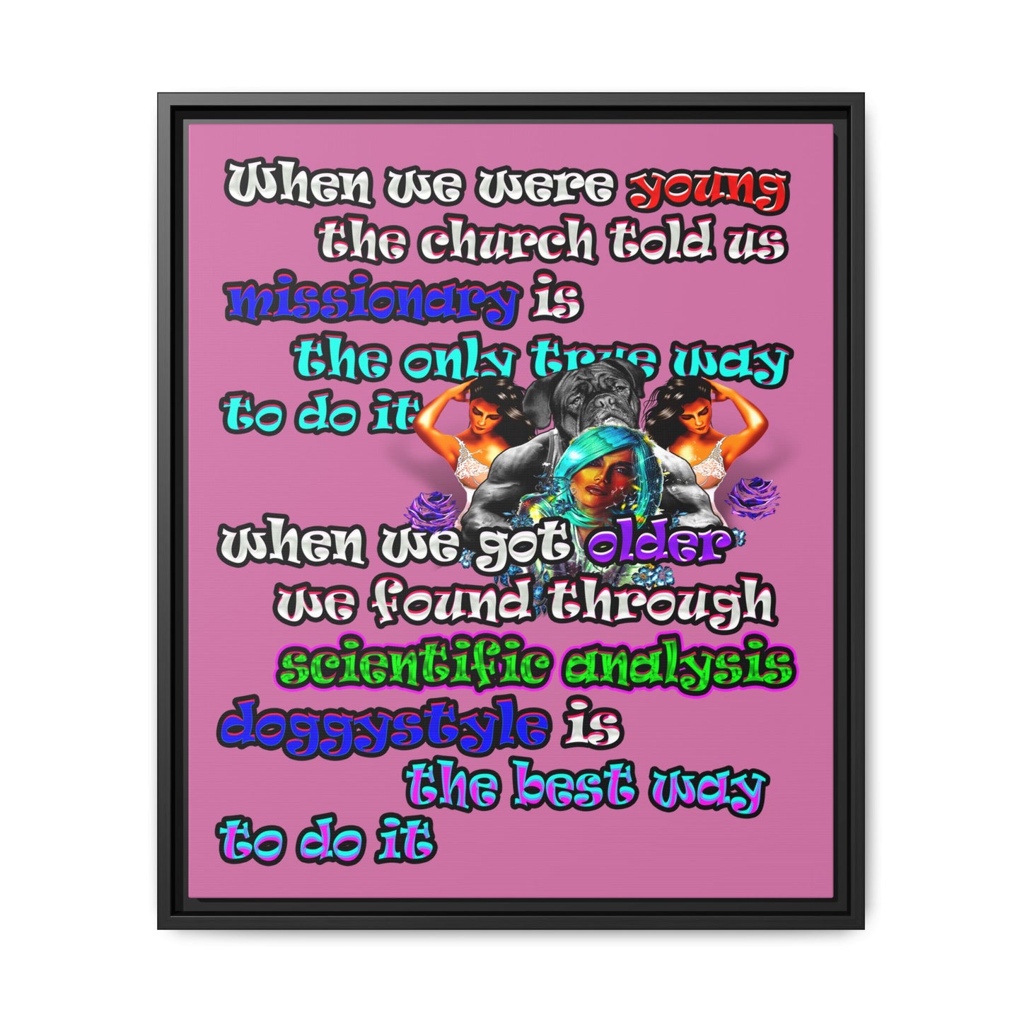 doggystyle - framed canvas art (light pink)