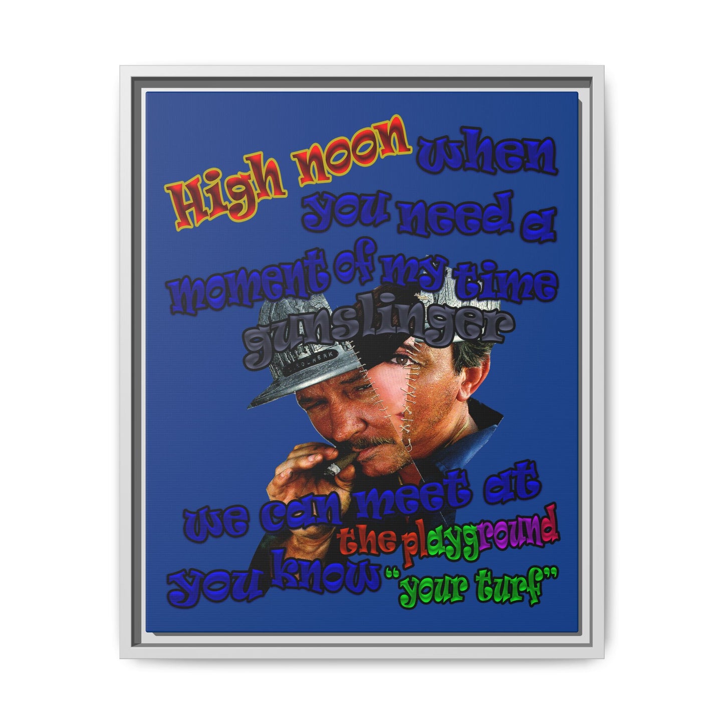 high noon - framed canvas art (dark blue)