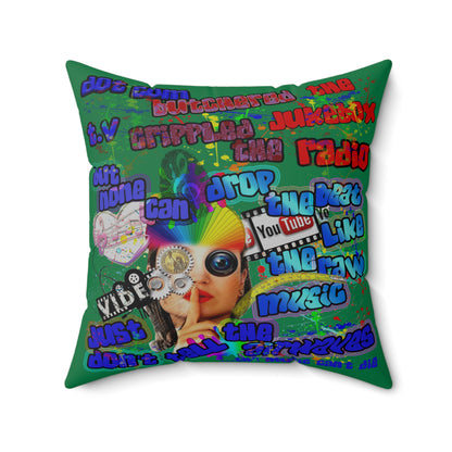 drop the beat - Spun Polyester Square Pillow - (dark green)