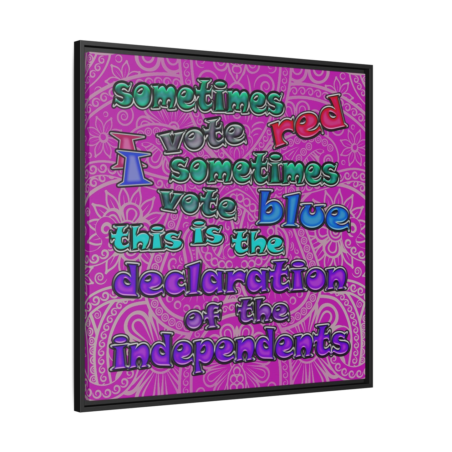 declaration of the independents - framed canvas art (pink swirl)