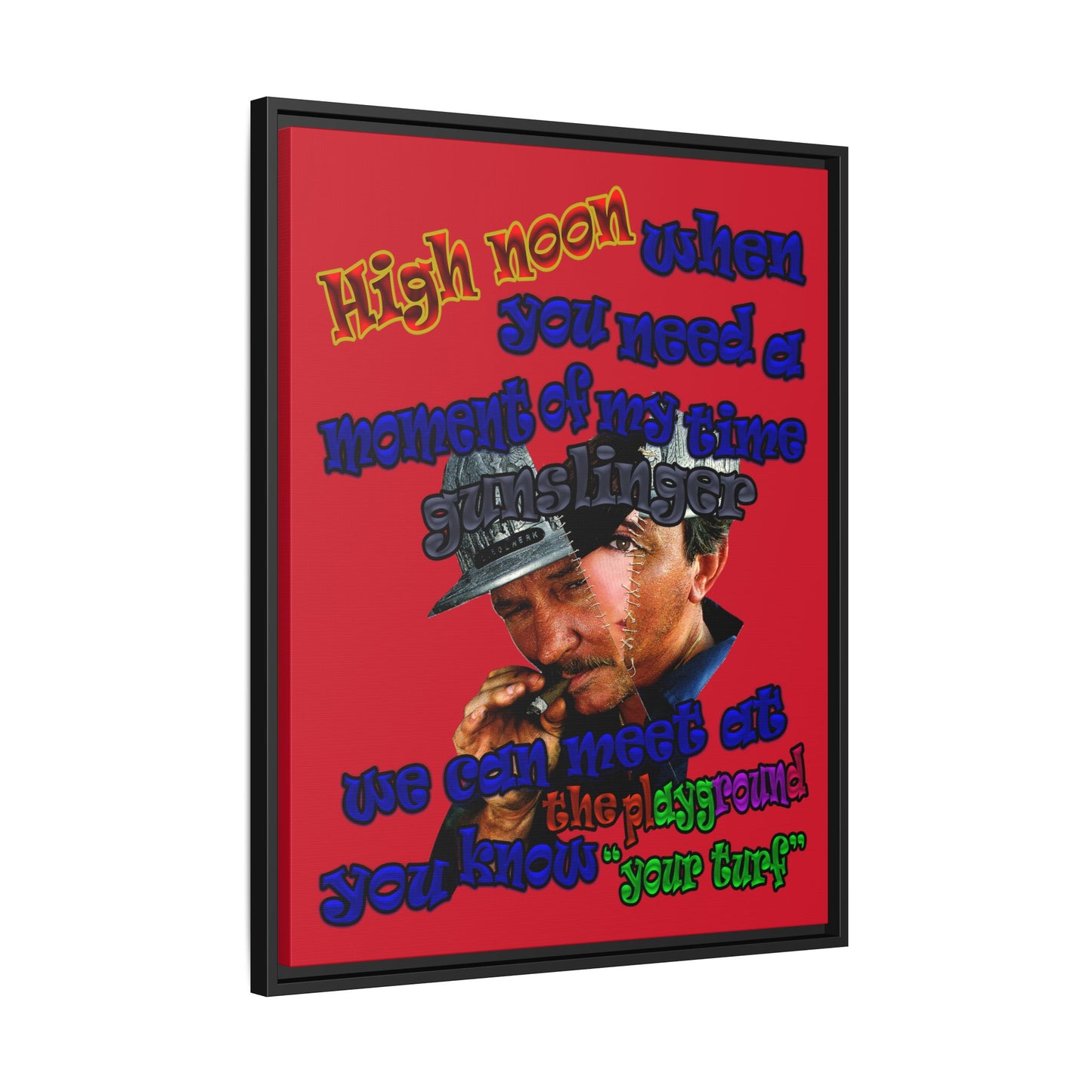 high noon - framed canvas art (dark red)