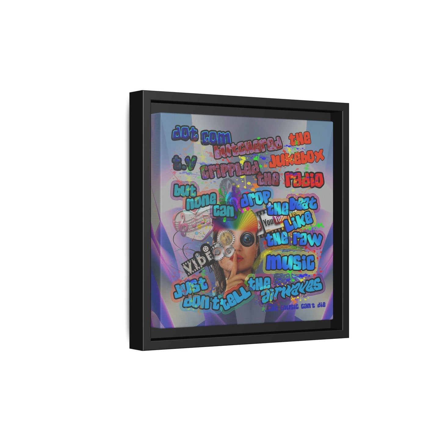 drop the beat - framed canvas art (grey-pink wave)