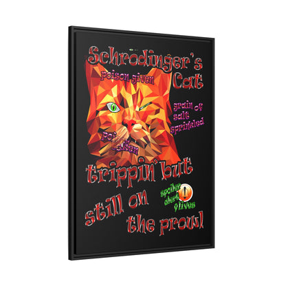 schrodinger's cat - framed canvas art (black)