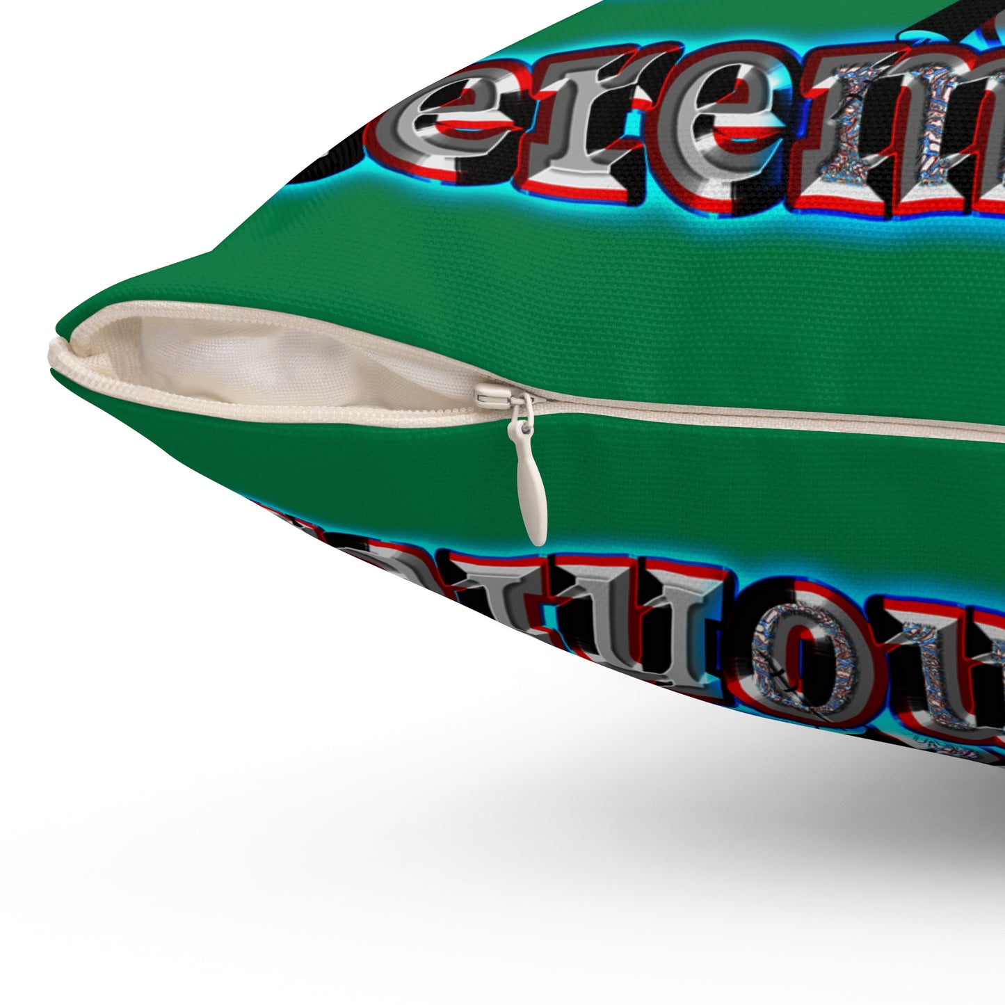 em cee squared - Spun Polyester Square Pillow - (dark green)