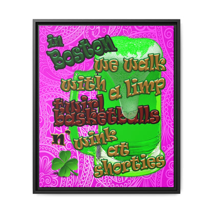celtics logo - framed canvas art (pink swirl)
