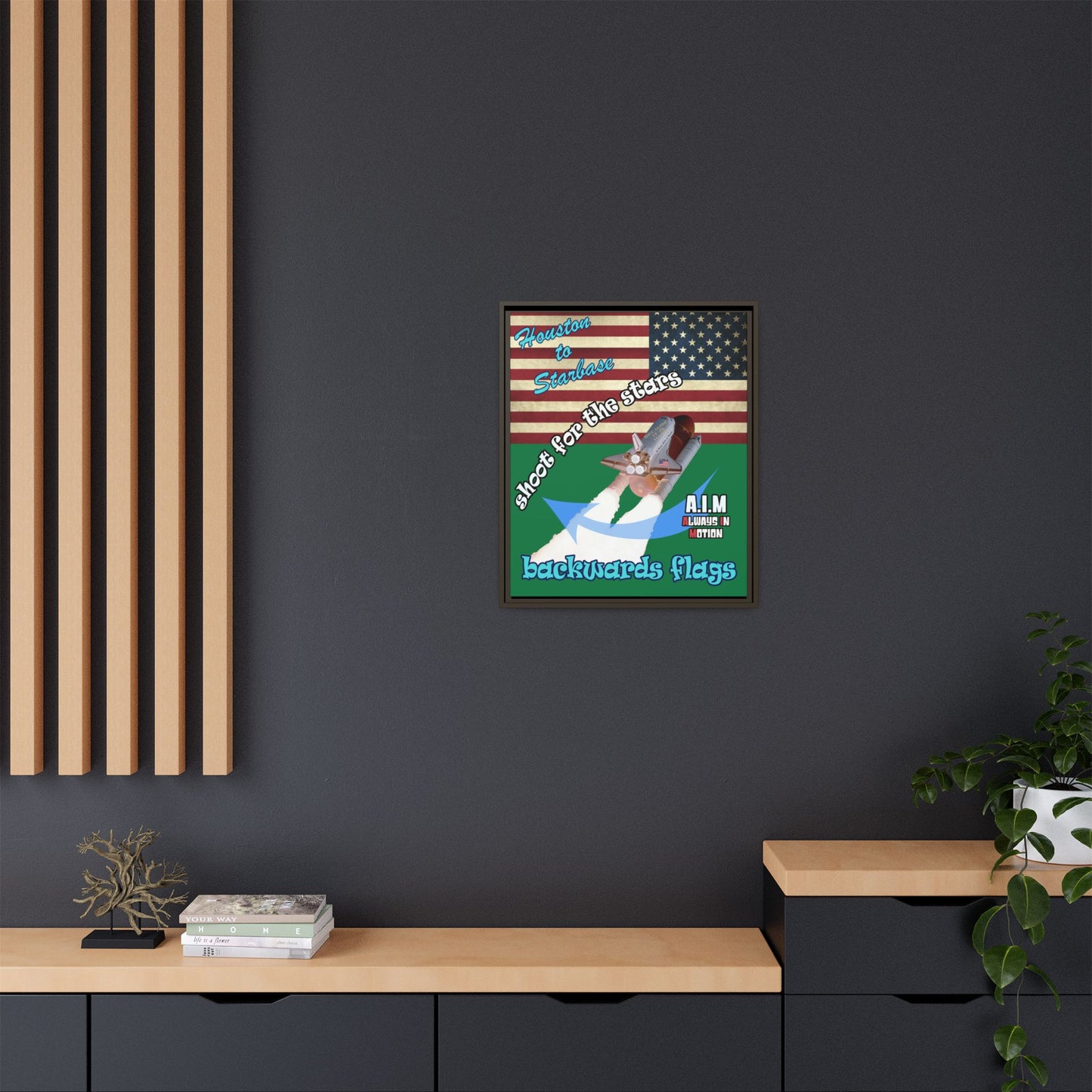 shoot for the stars - framed canvas art (dark green)