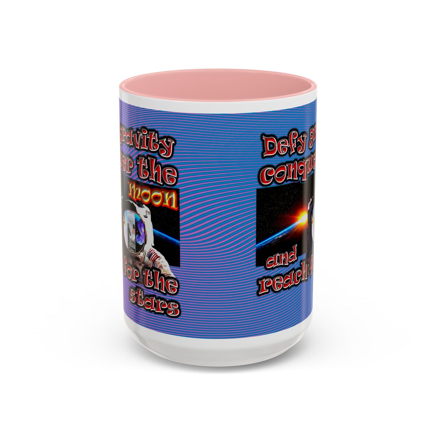 defy conquer reach - Accent Mug (light blue-purple wave)