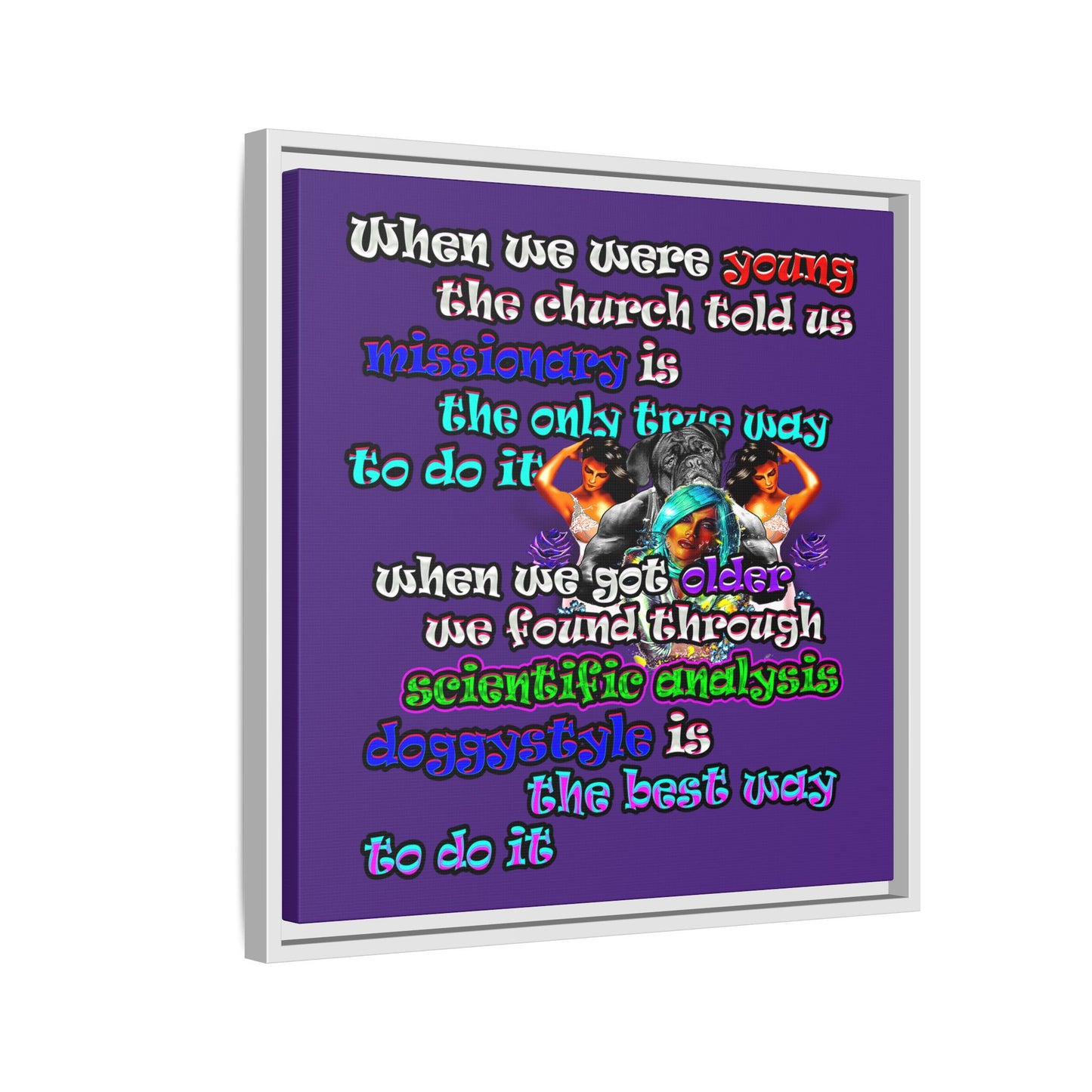 doggystyle - framed canvas art (purple)