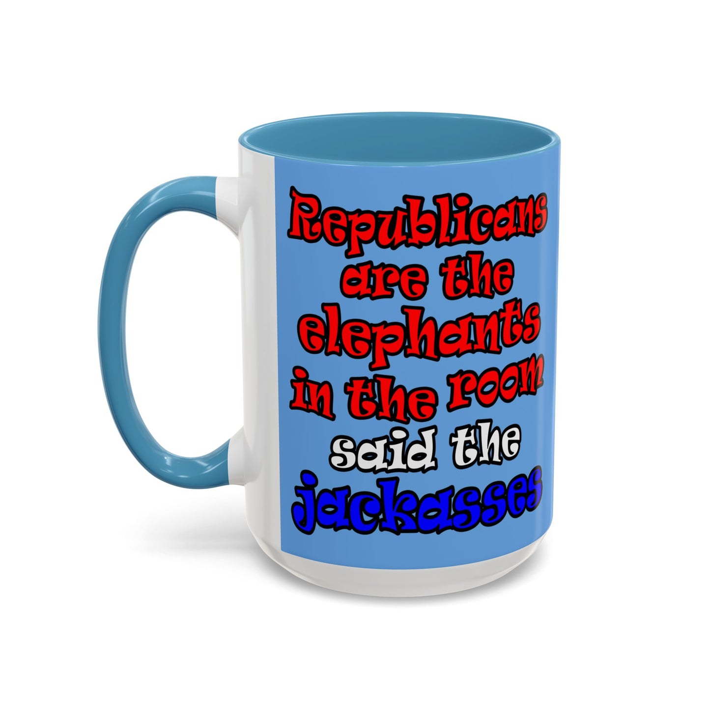 donkeys and elephants - Accent Mug (light blue)