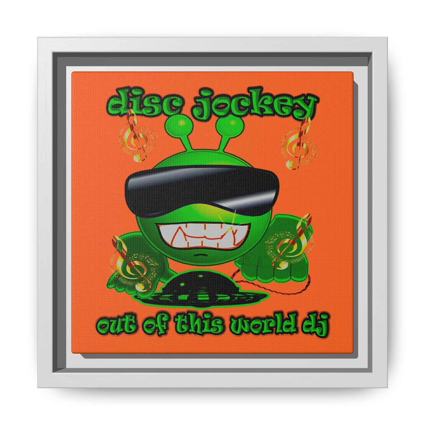 disc jockey - framed canvas art (orange)