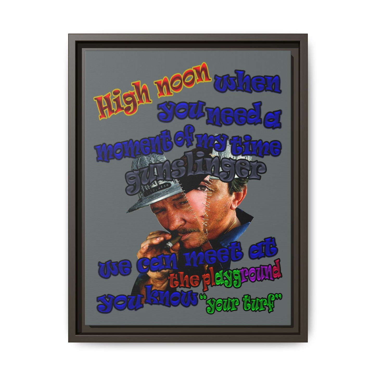 high noon - framed canvas art (dark grey)