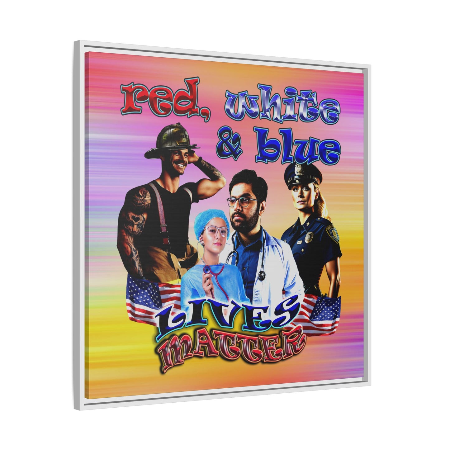 rw&b lives matter - framed canvas art (color blur)