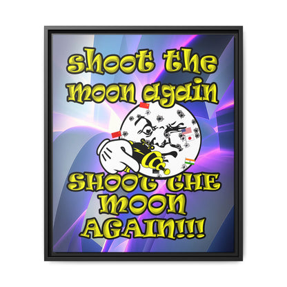 shoot the moon again - framed canvas art (grey-pink wave)