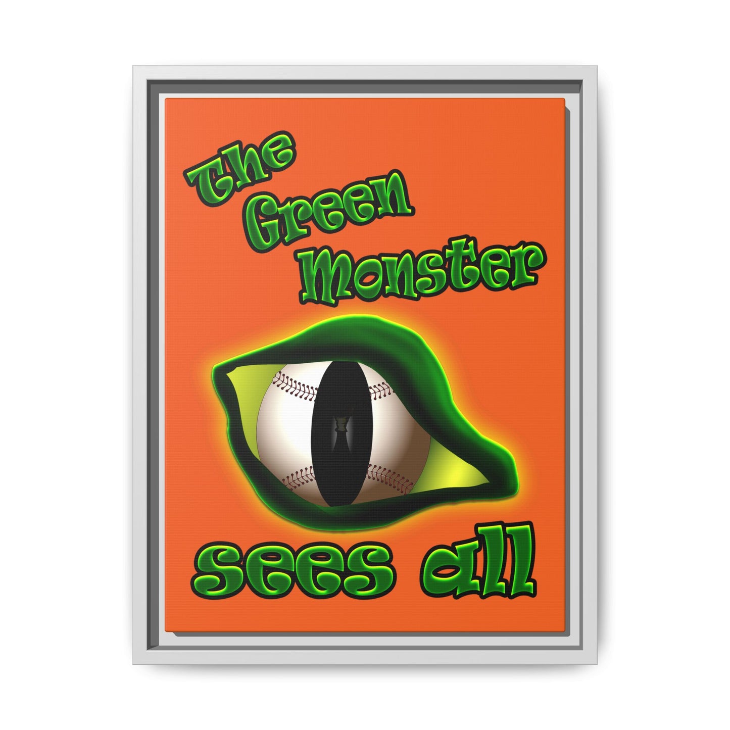 green monster - framed canvas art (orange)