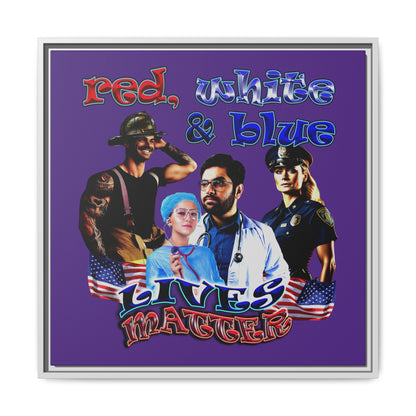rw&b lives matter - framed canvas art (purple)