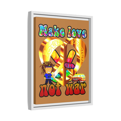 love peace - framed canvas art (light brown)