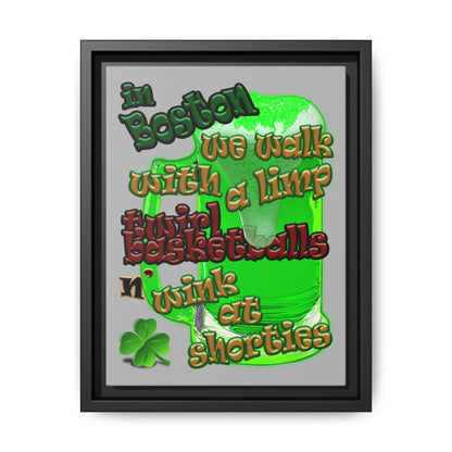 celtics logo - framed canvas art (light grey)