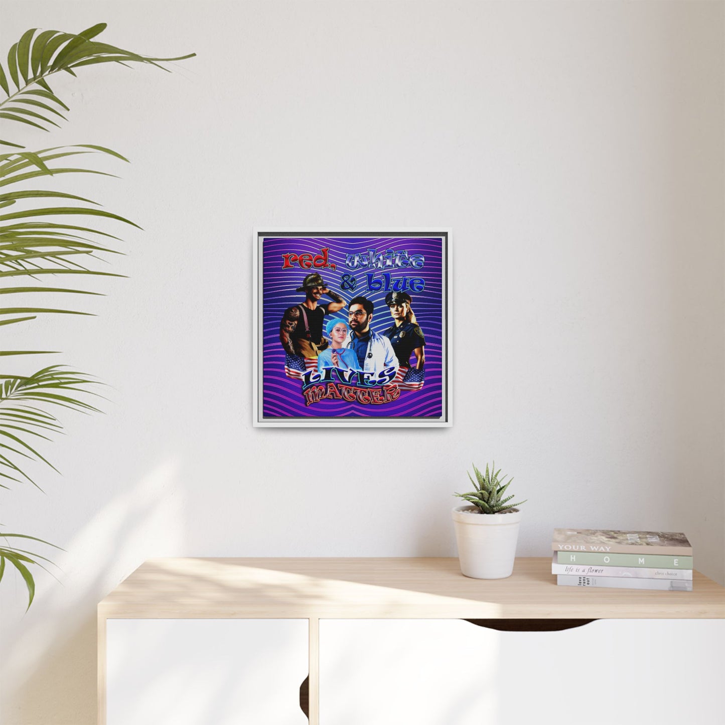 rw&b lives matter - framed canvas art (purple wave)