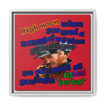 high noon - framed canvas art (dark red)
