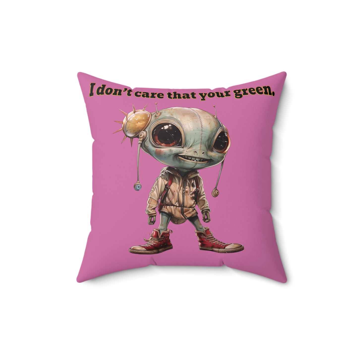 I don't care that your grey - Spun Polyester Square Pillow - (light pink)