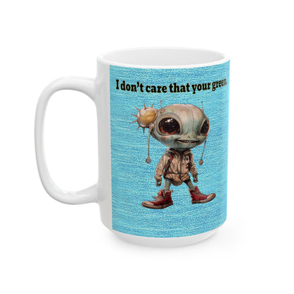 I don't care that your grey - White Mug (faded blue)